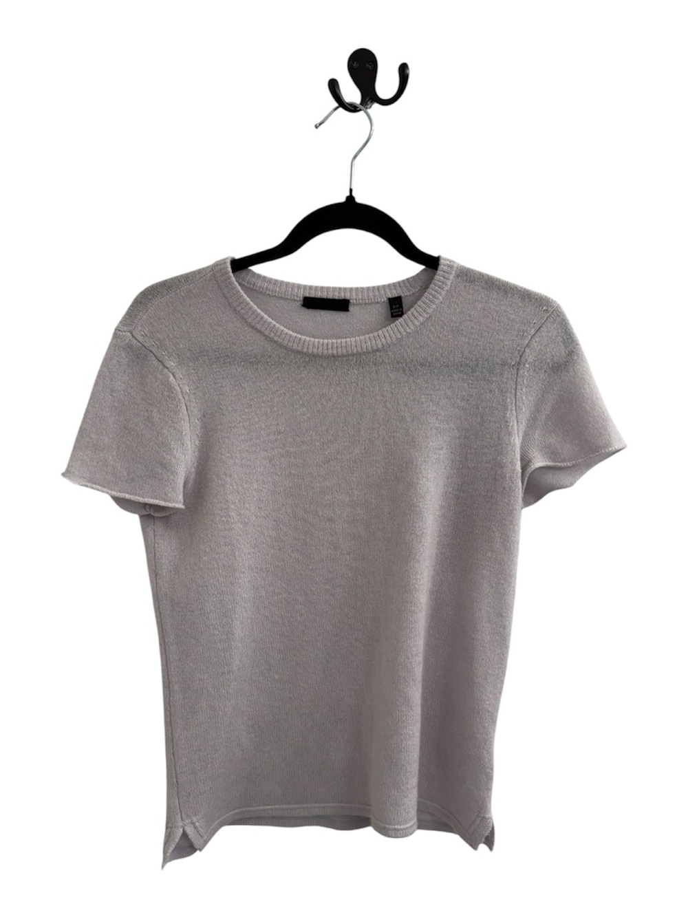 ATM Anthony Thomas Melillo Short-Sleeve Knit Tee - Light Gray 100% Cashmere
